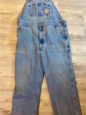 Carhartt Men's Blue Lightwash Denim Overalls - Classic Workwear